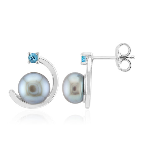 Boucles d'oreilles en argent et Perle de culture d'eau douce argentée (TPC)