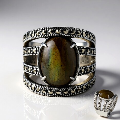 Bague en argent et Labradorite (Annette classic)