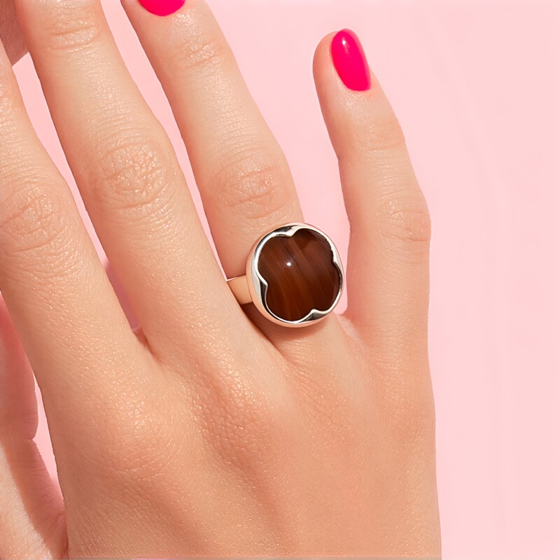 Zilveren ring met een Versteend hout