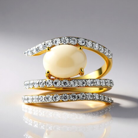 Bague en argent et Opale blanche