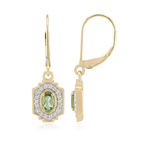 Pendientes en oro con Tanzanita verde sin calentar