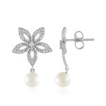 Weiße Süßwasserzuchtperlen-Silberohrringe