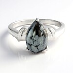 Bague en argent et Obsidienne Flocon-de-Neige