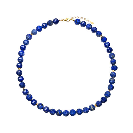 Zilveren halsketting met lapis lazulistenen