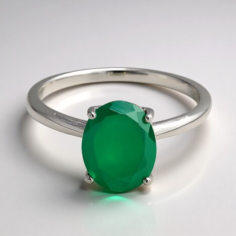Anello in argento con Calcedonio Verde