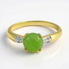 Anello placcato in oro con Crisoprasio Imperiale