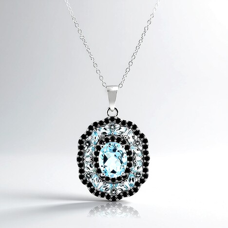 Collana in argento con Topazio Blu Cielo