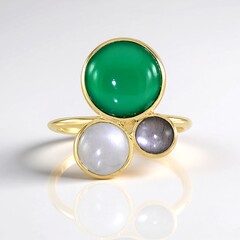 Anello in argento con Calcedonio Verde