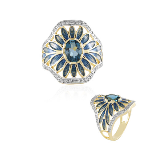 Londonblauer Topas-Silberring (Adela Silber)