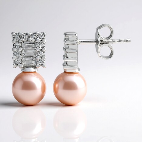 Orecchini in argento con Perla Ming Porpora (TPC)