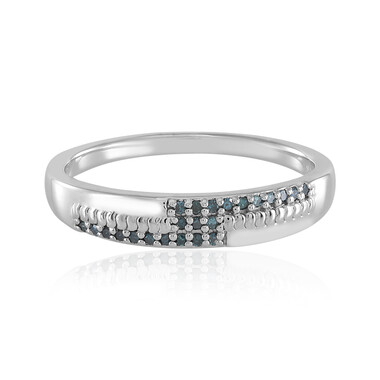 Anello in argento con Diamante Blu I2