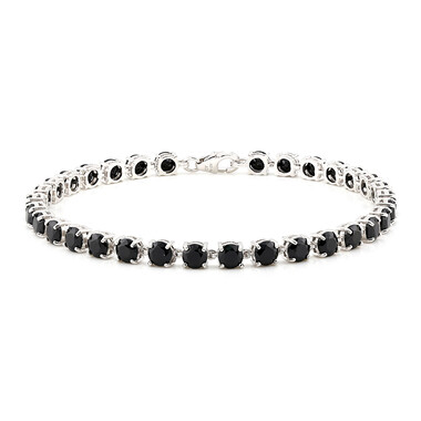 Schwarzer Spinell-Silberarmband