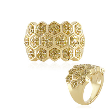 Gelber I3 Diamant-Silberring