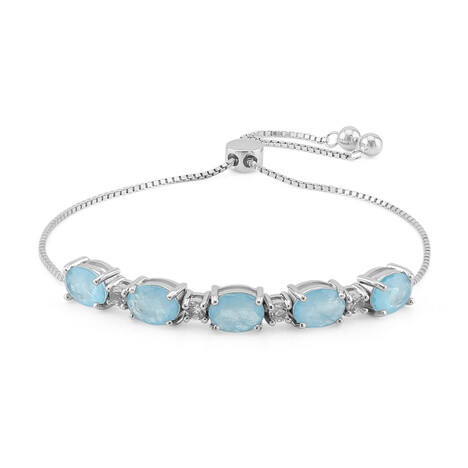 Blauer Pastell-Quarz-Silberarmband
