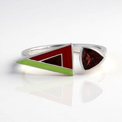 Anello in argento con Granato Mozambico