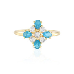 Zilveren ring met neon blauwe apatieten