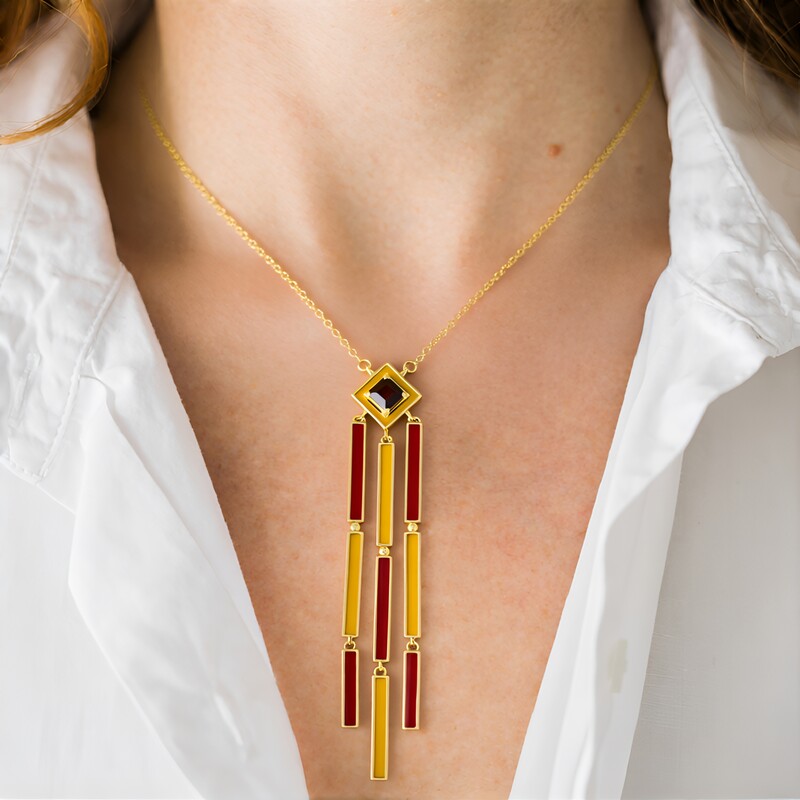 Mosambik-Granat-Silbercollier