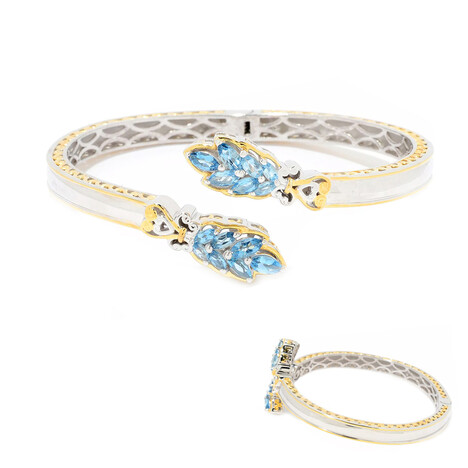 Zilveren armband met aquamarijnstenen (Gems en Vogue)