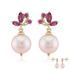 Boucles d'oreilles en argent et Perle Ming de couleur pourpre (TPC)