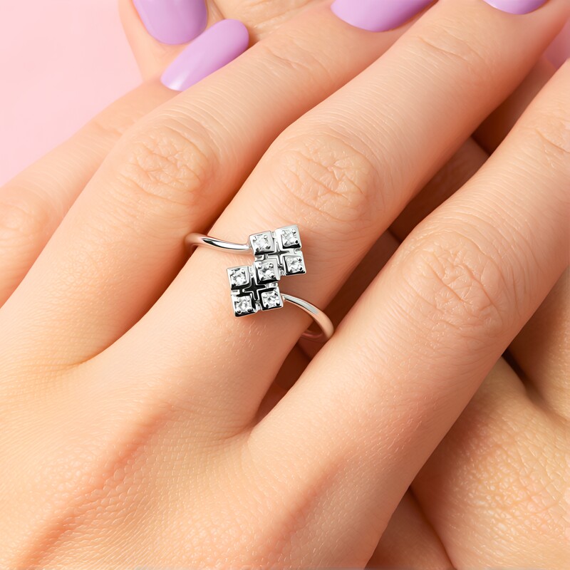 I2 (I) Diamond Silver Ring