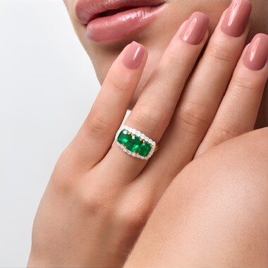 Anello in argento con Smeraldo pozzo D8 (Gems en Vogue)