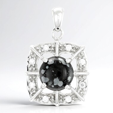 Colgante en plata con Obsidiana Copo de Nieve