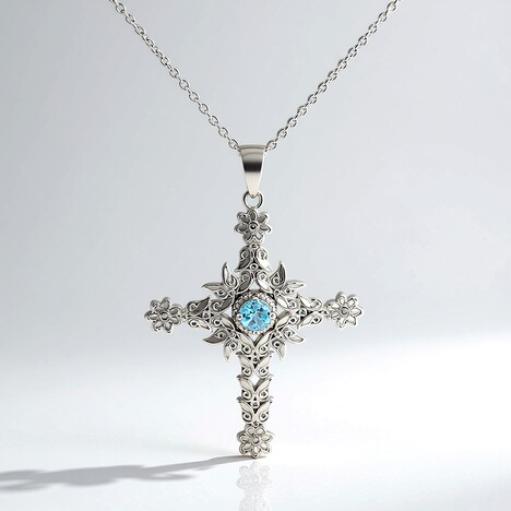 Collana in argento con Topazio Blu Cielo
