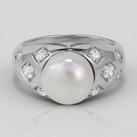 Anello in argento con Perla di Acqua Dolce (TPC)