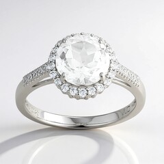 Zilveren ring met een witte topaas