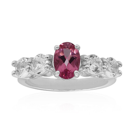 Bague en argent et Topaze mystique flamant rose