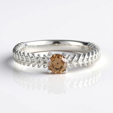 Bague en argent et Diamant champagne I2 (Ornaments by de Melo)