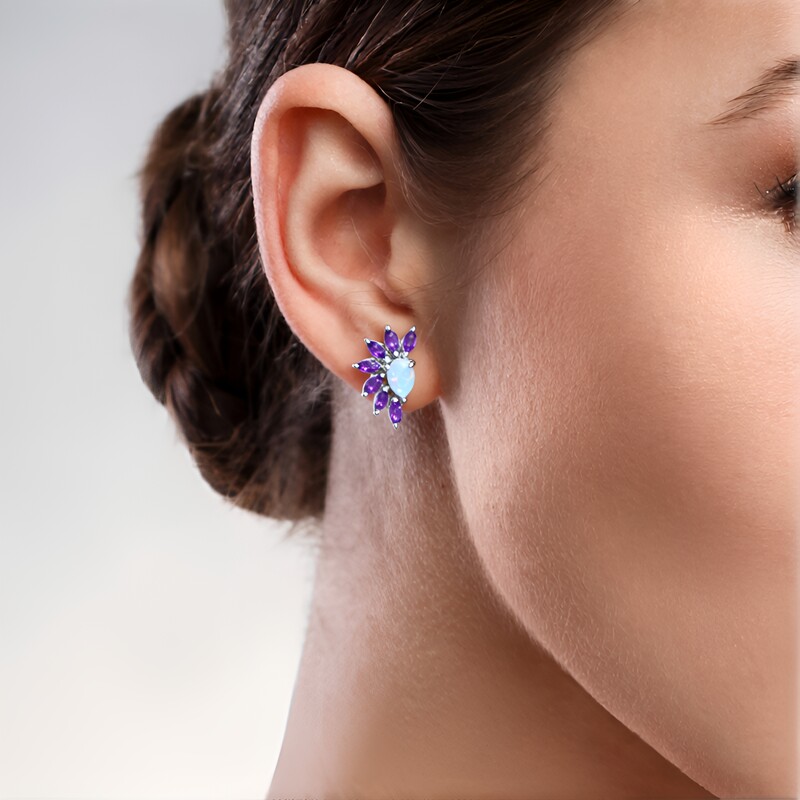 Australischer Opal-Silberohrringe