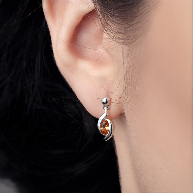 Boucles d'oreilles en argent et Topaze impériale d'Ouro Preto