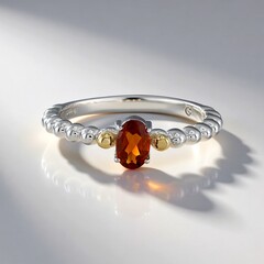 Anello in argento con Citrino Madeira (Granulieren)
