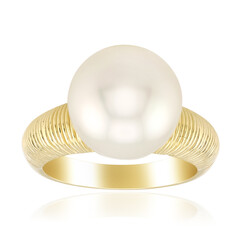 Gouden ring met een witte zuidzee parel (Michelle Albala)