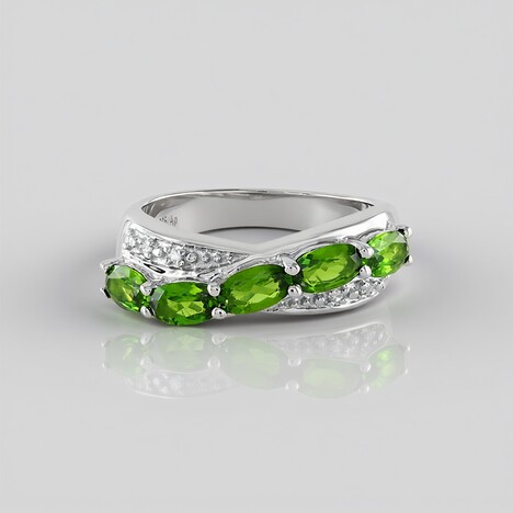 Anello in argento con Diopside Russo