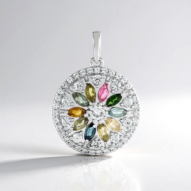 Fancy Tourmaline Silver Pendant
