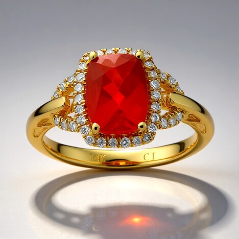 Anello in oro con Opale di Fuoco Messicano (CIRARI)