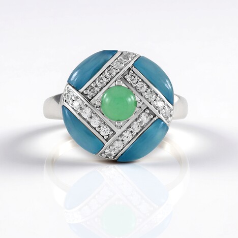 Anello in argento con Calcedonio Blu (KM by Juwelo)