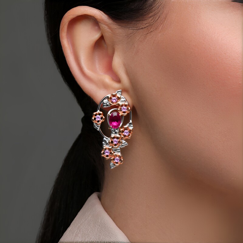 Orecchini in argento con Rubellite (Gems en Vogue)