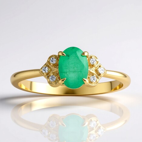 Anello in oro con Smeraldo Zambia