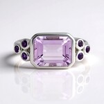 Bague en argent et Améthyste Rose de France