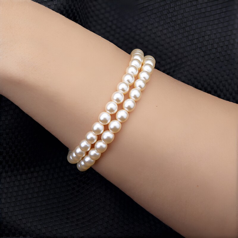 Pfirsichfarbene Süßwasserzuchtperlen-Silberarmband (TPC)