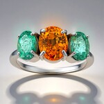Anello in oro con Zaffiro Arancione Ban Ka Cha