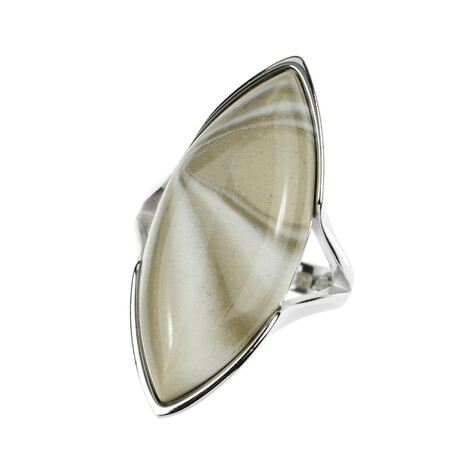 Bague en argent et Silex des Monts Sainte-Croix (dagen)