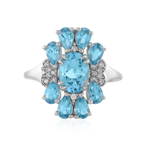 Anello in argento con Topazio Blu Svizzero
