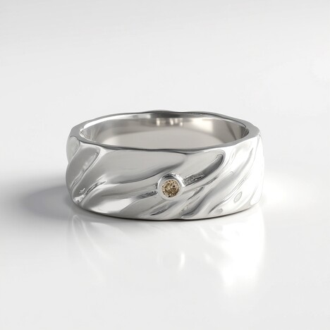 Anello in argento con Diamante Champagne I2 (de Melo)