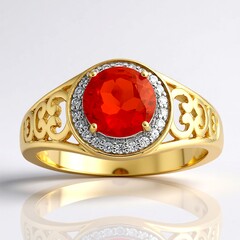 Anello in oro con Opale di Fuoco Messicano AAA
