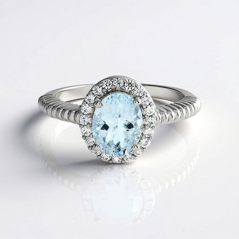 Anello in argento con Acquamarina Brasiliana