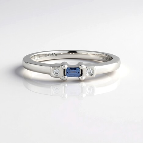 Anello in argento con Zaffiro Ceylon Blu